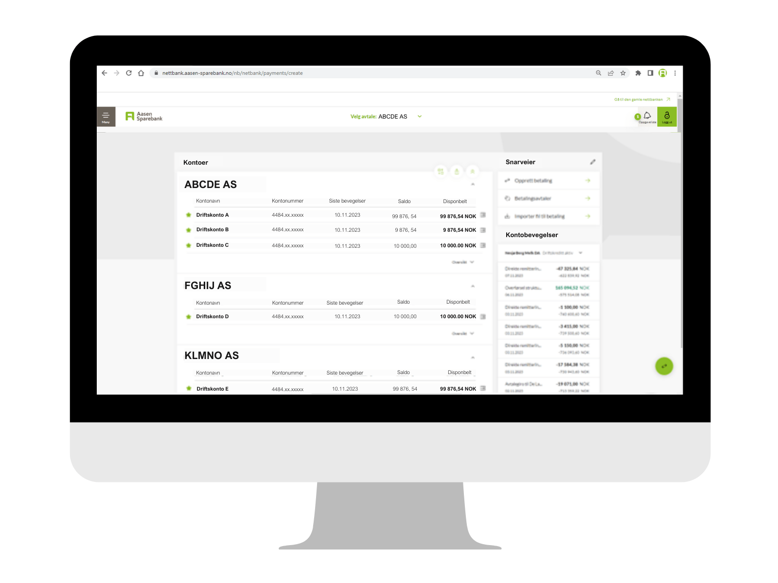 Forside nettbank bedrift